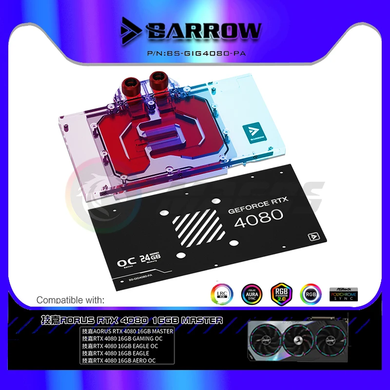Rtx 4080 Water Cooling Block - BARROW GPU-Wasserblock für Gigabyte AORUS RTX